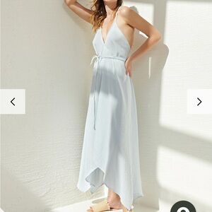 Handloom Sage Maxi Dress Baby Blue